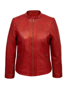 Women’s Classic Red Faux Leather Jacket