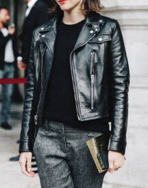 Women’s New Style Slim Fit Black Leather Biker Jacket