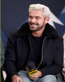 Zac Efron Mens Casual Navy Fur Collar Bomber Winter Jacket Zac Efron Mens Casual Navy Fur Collar Bomber Winter Jacket