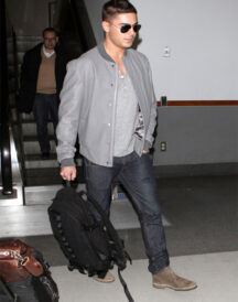 Zac Efron Mens Grey Leather Jacket Zac Efron Mens Grey Leather Jacket