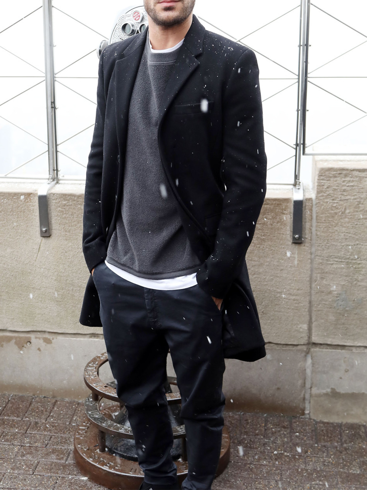 Zac Efron Mens Black Winter Coat Sale