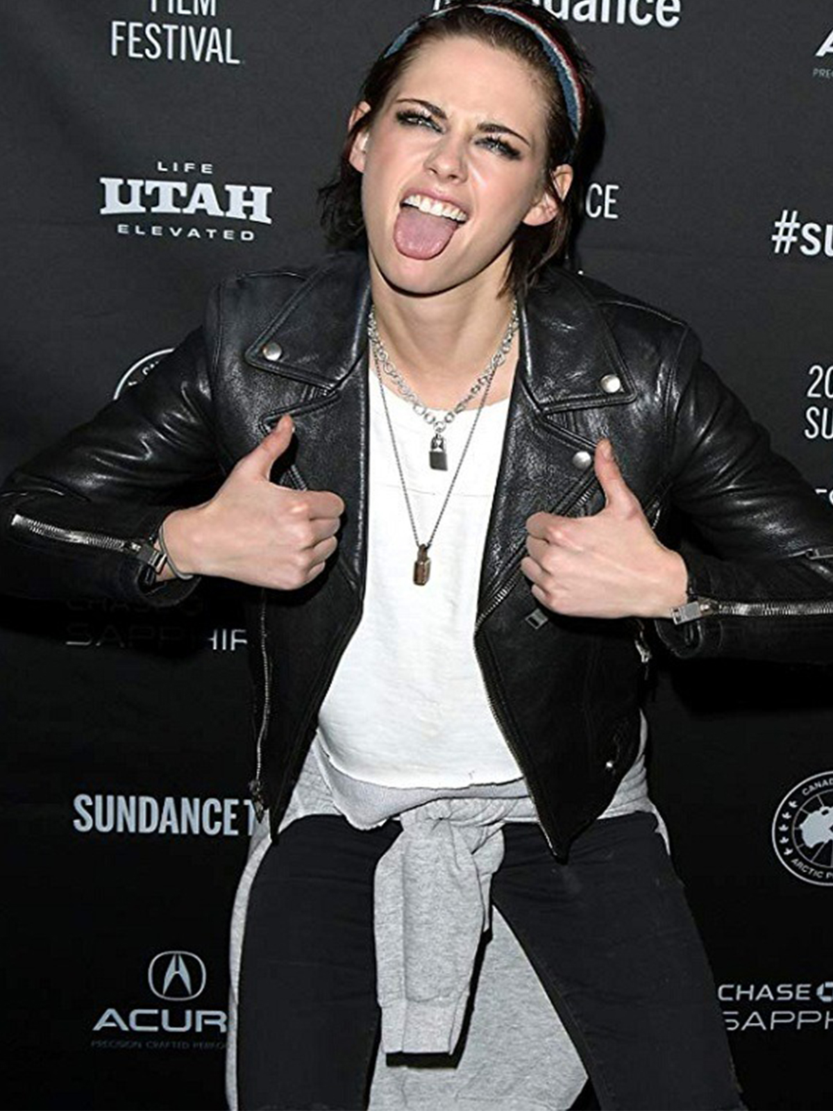 Actress Kristen Stewart leather Jacket