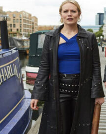 Cara Theobold Zomboat Jo Leather Coat With Studs
