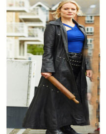Cara Theobold Zomboat Leather Coat With Studs