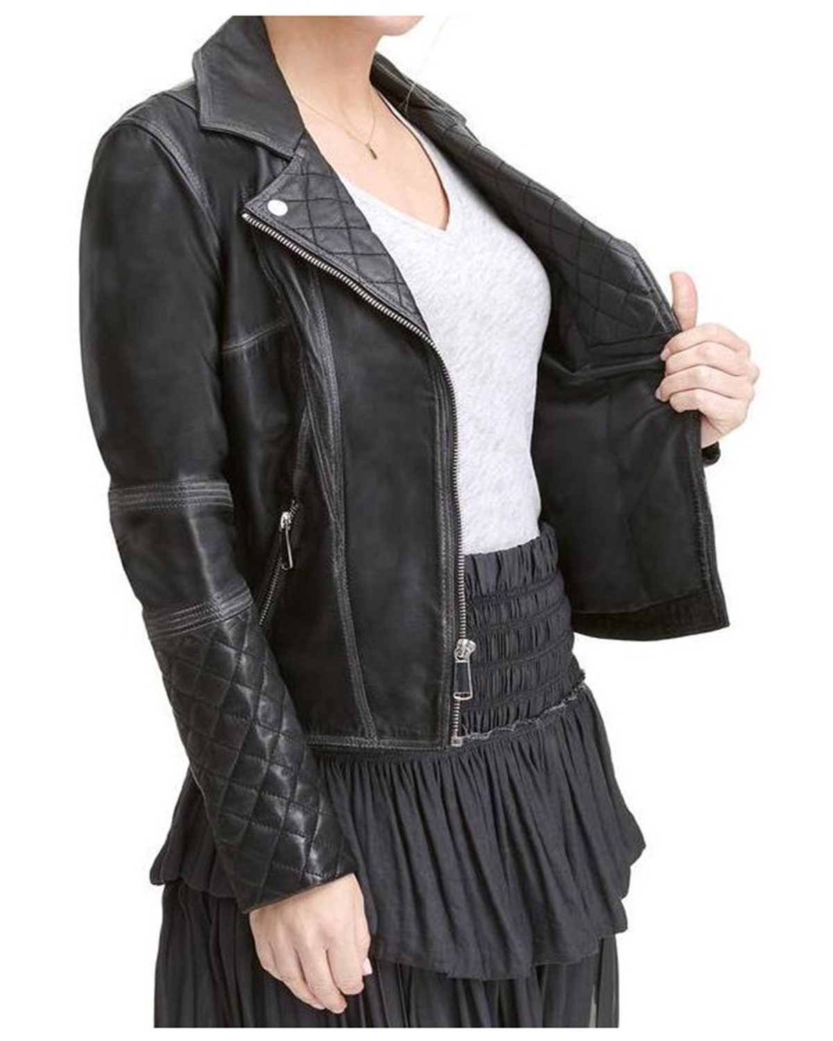 Lexi Quilted Ladies Moto Leather Jacket