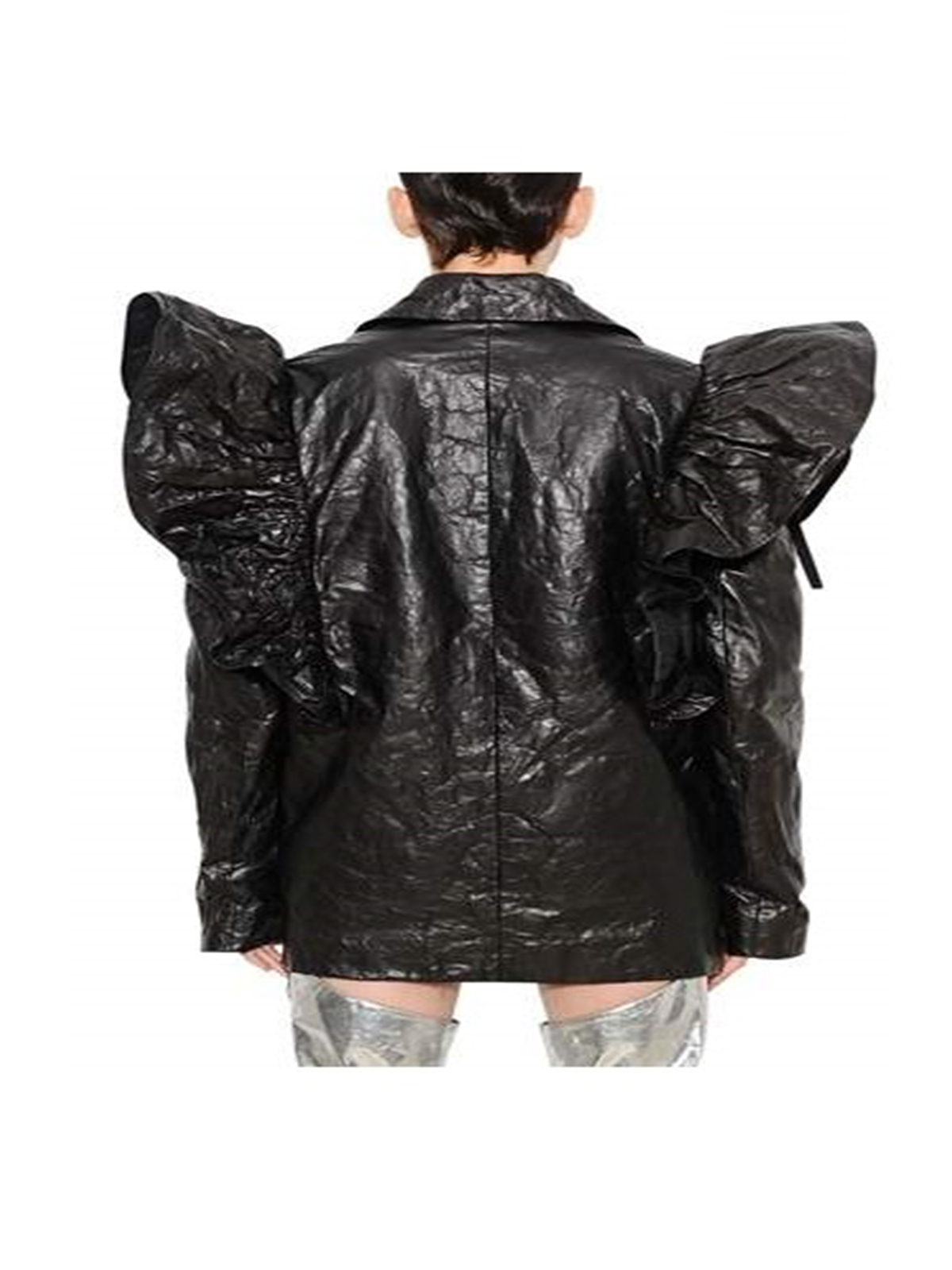 Luisaviaroma Ruffle Shoulders Wrinkled Leather Jacket