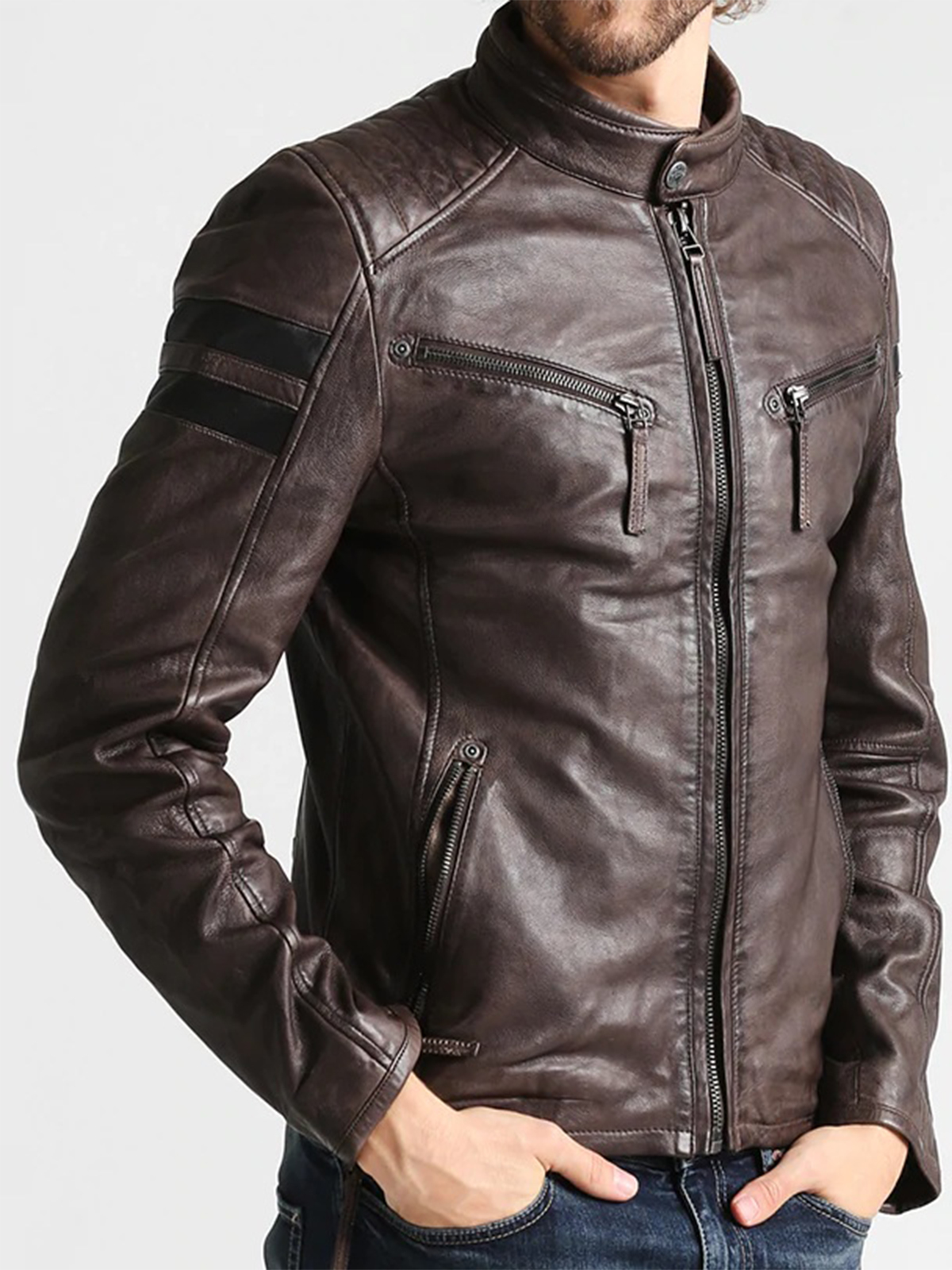 Men Brown Slim fit Jacket