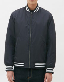 Men Casual Navy Blue Varsity Jacket