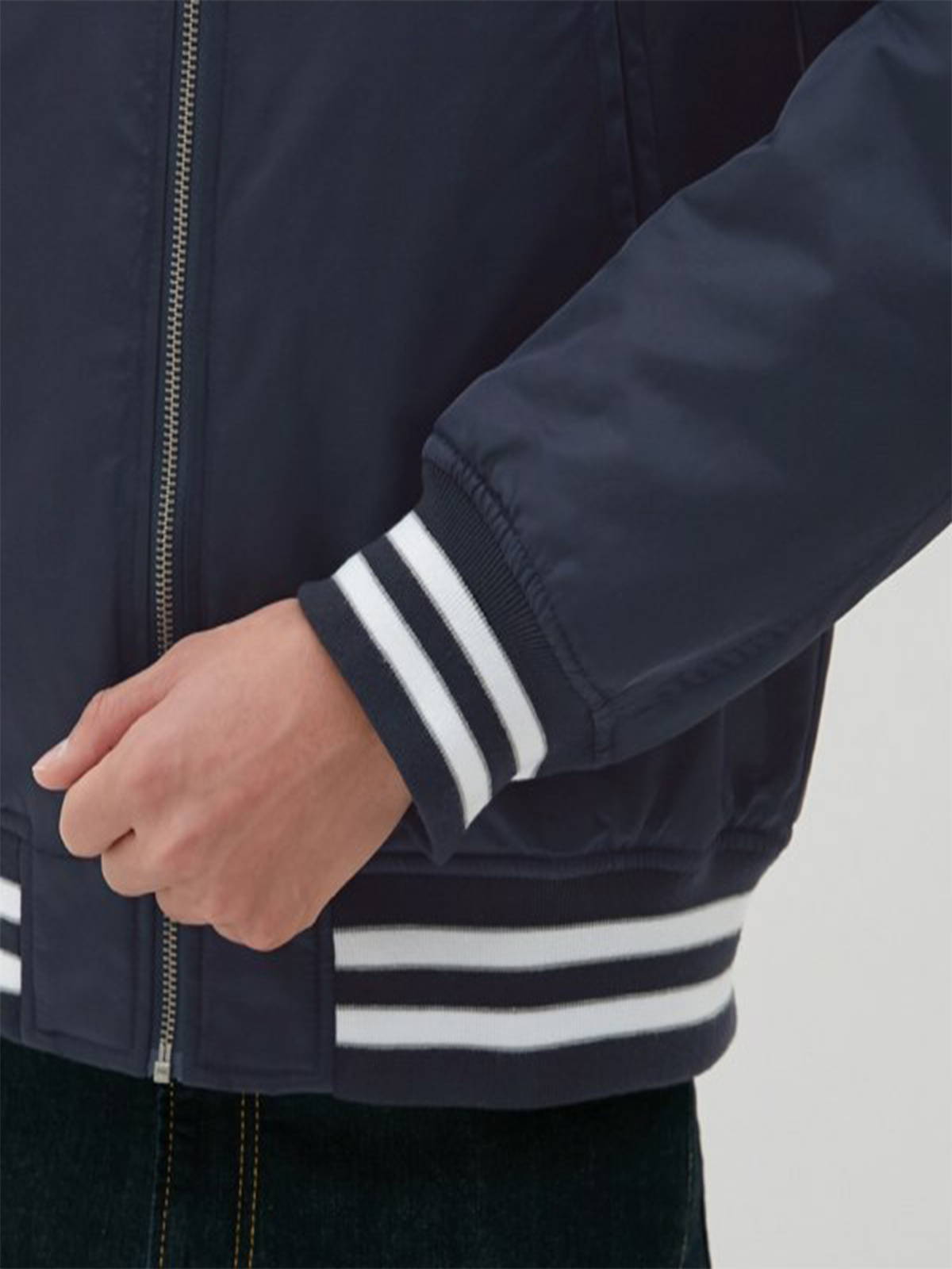 Men Casual Navy Blue Varsity Jacket