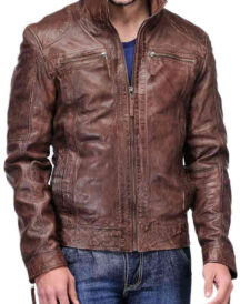 Men Distressed Coffee Jacket