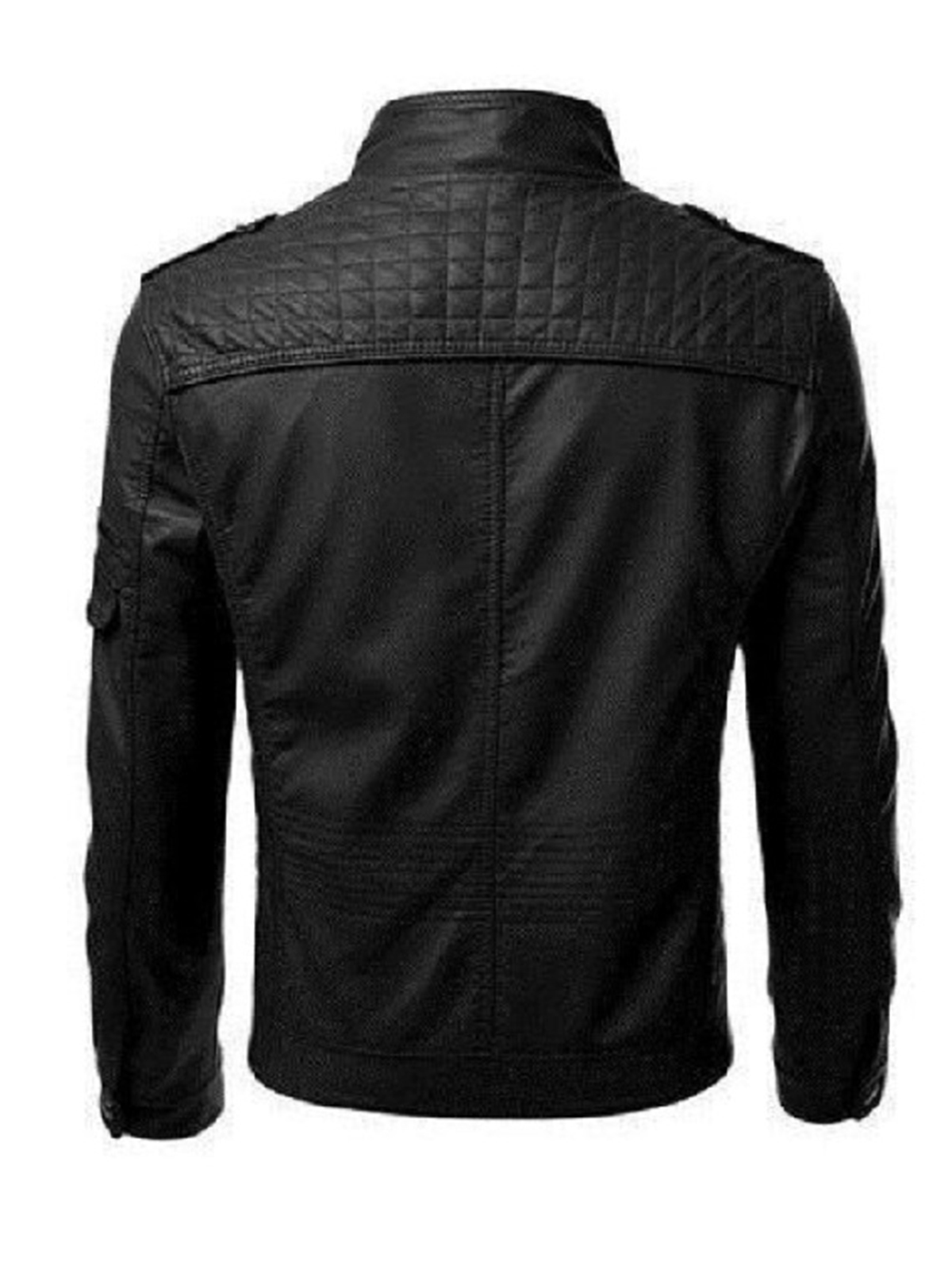 Men Motorcycle Black Leather Jacket