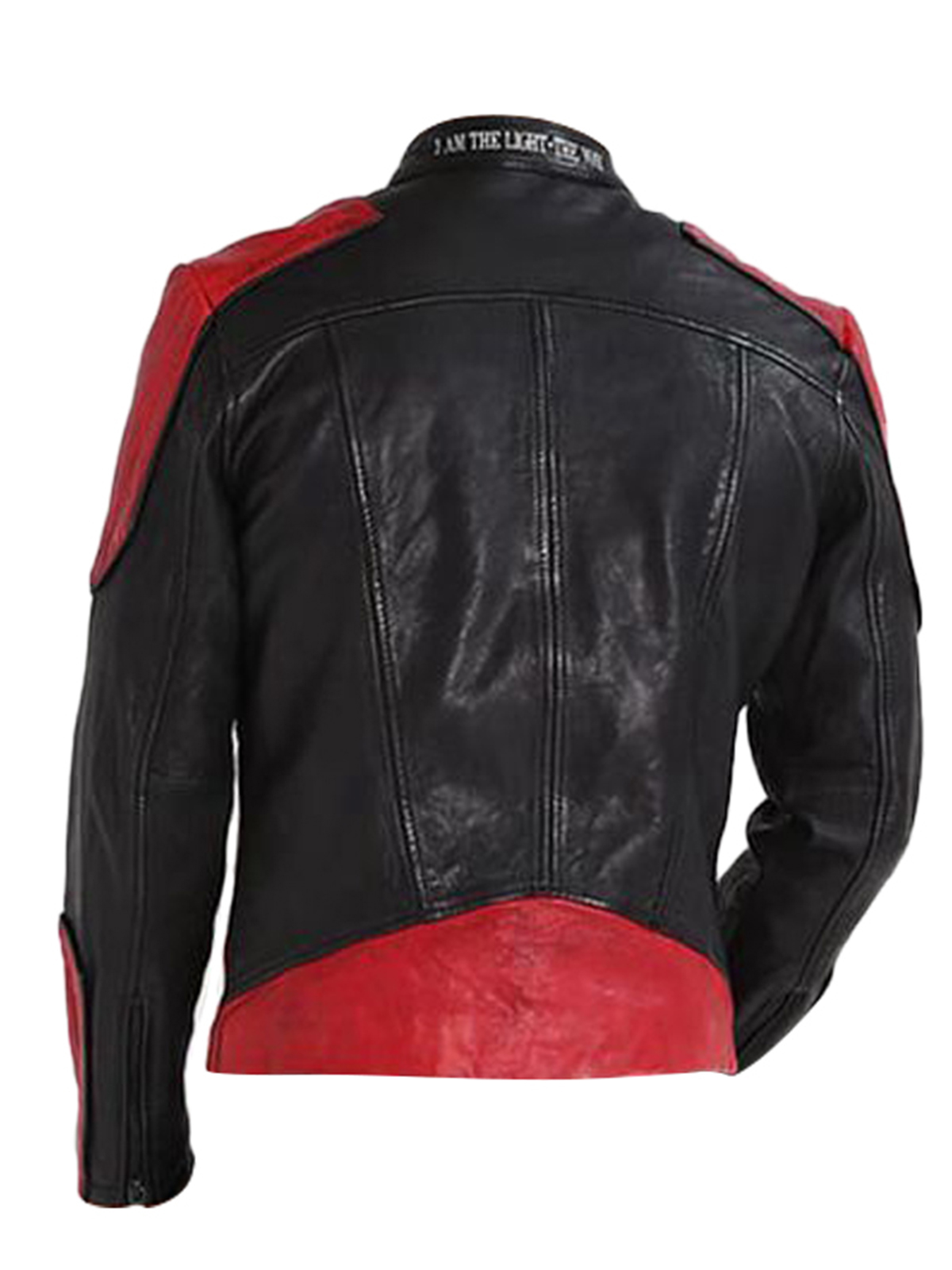 Men Outerwear Biker Red & Black Leather Jacket