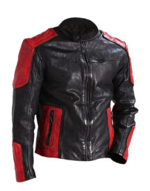 Men Outerwear Biker Red & Black Leather Jacket