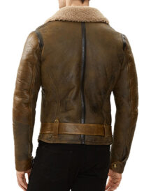 Men Real Shearling Sheepskin Flying Leather Jacket