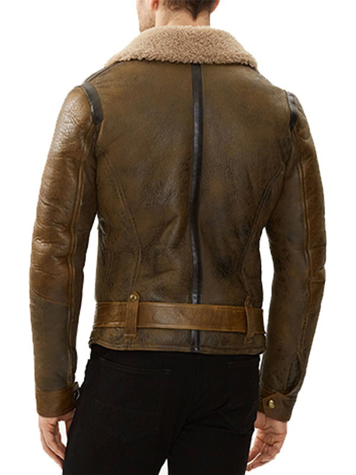 Men Real Shearling Sheepskin Flying Jacket