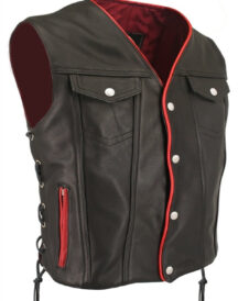 Men Red Trim Gun Motorcycle Vest