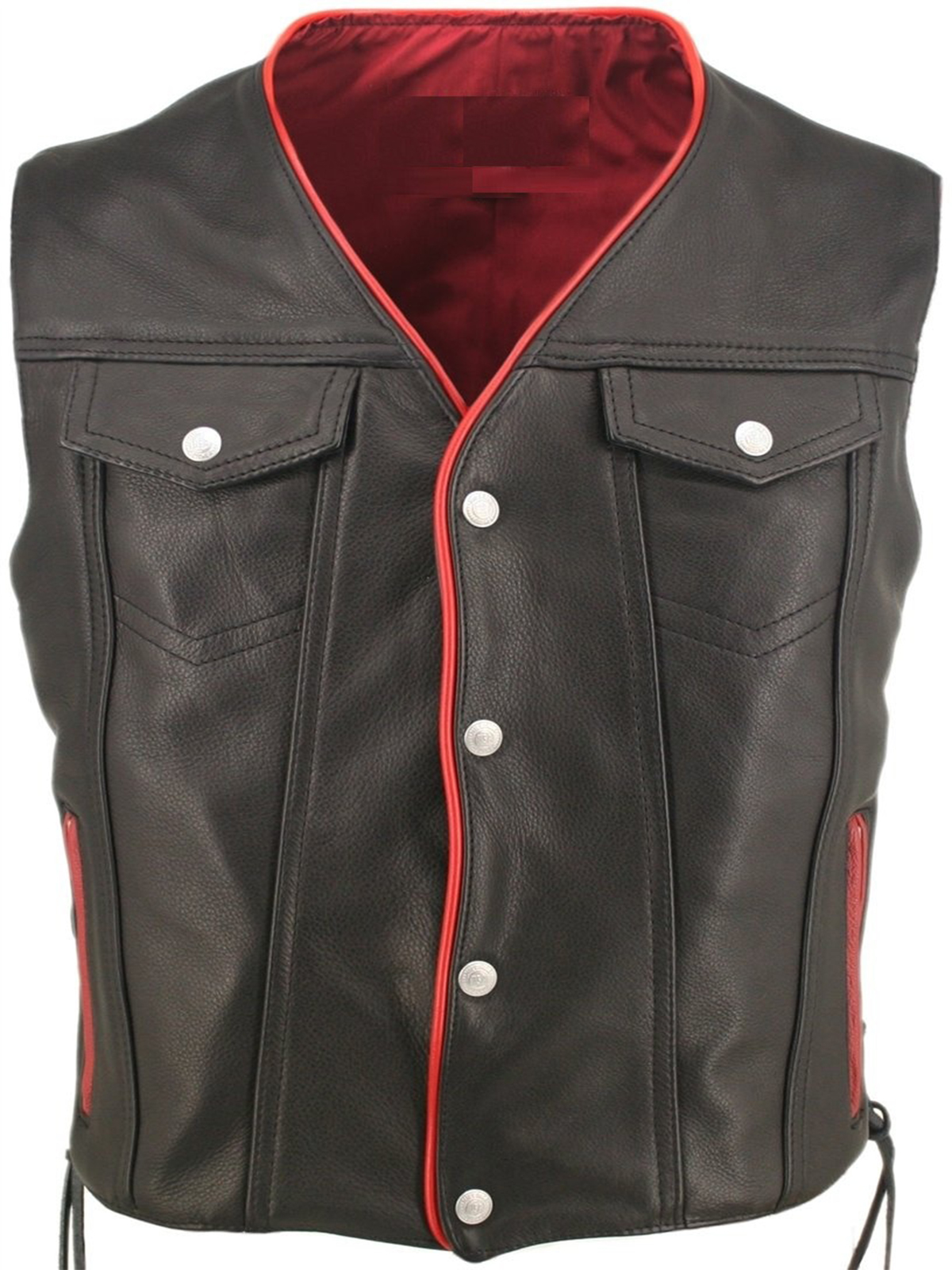 Men Red Trim Gun Motorcycle Vest
