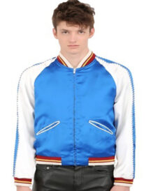 Men Stylish Blue White Satin Jacket