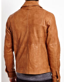 Men Tan Brown Bomber Leather Jacket
