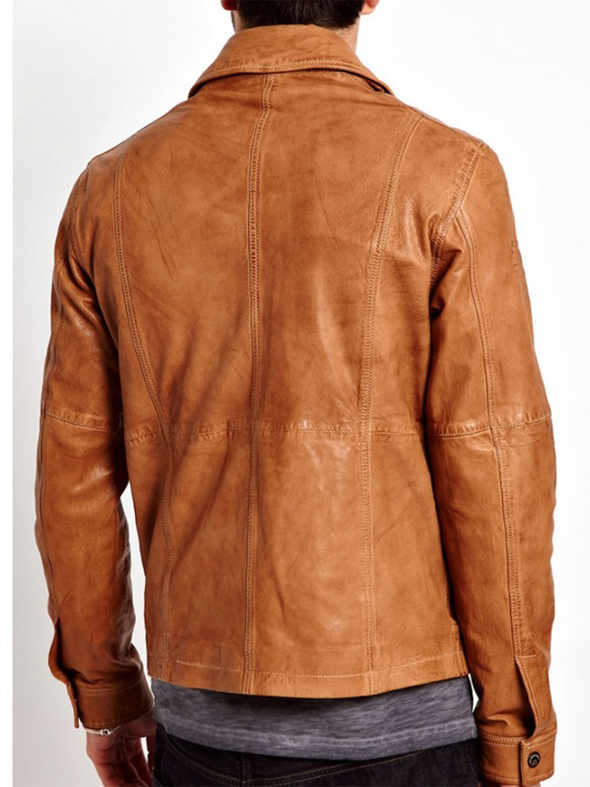 Men Tan Brown Bomber Jacket
