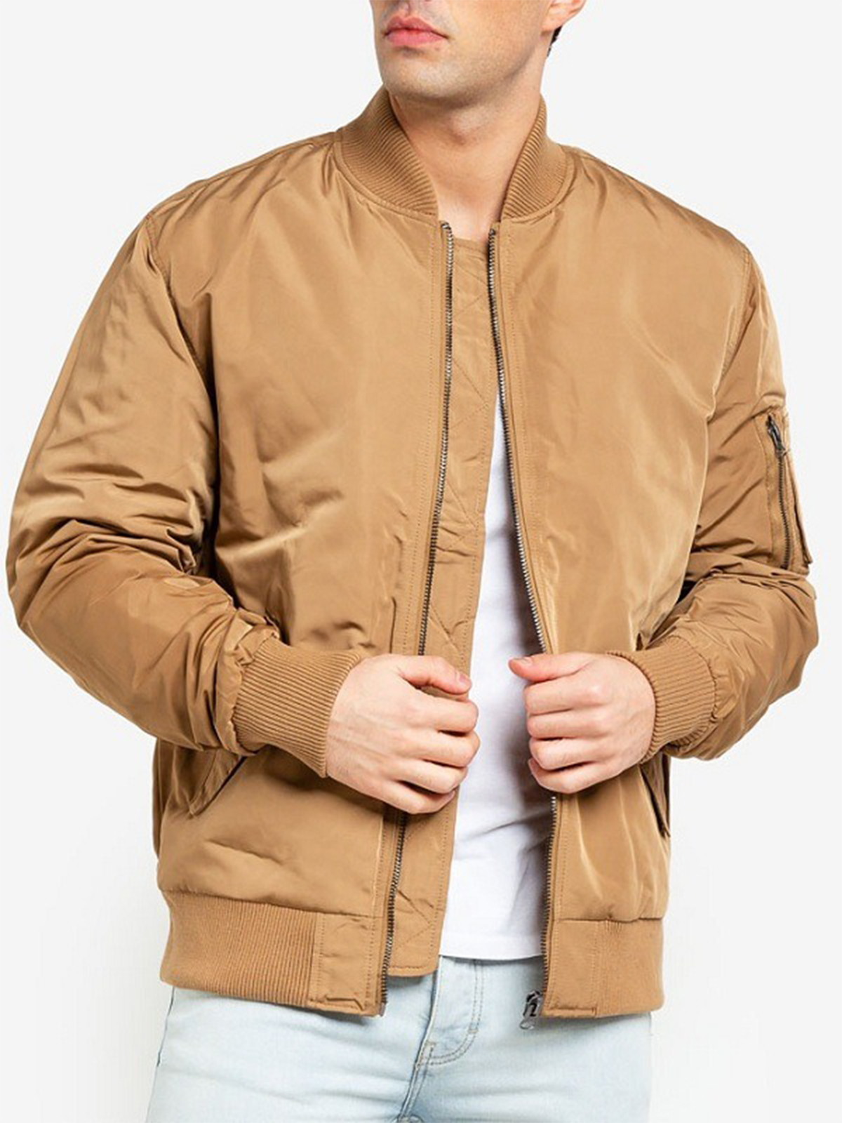 Men Varsity Khaki Jacket