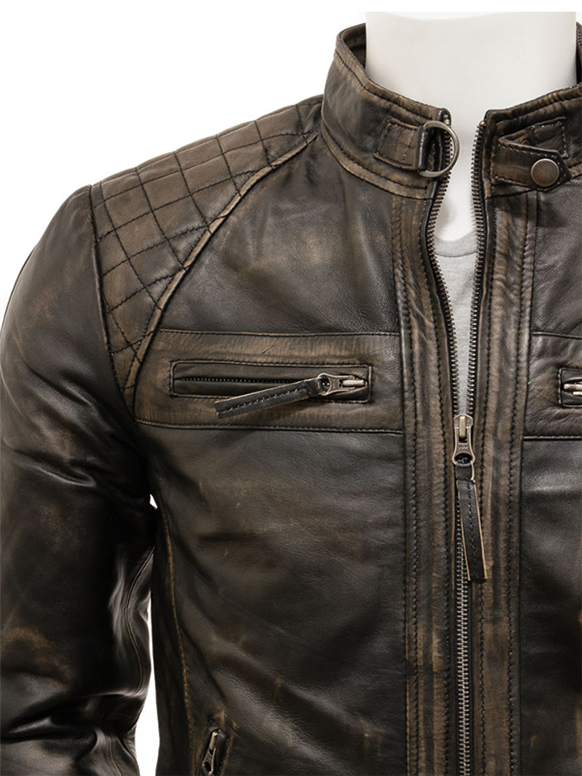 Men Vintage Motorcycle Leather Jacket