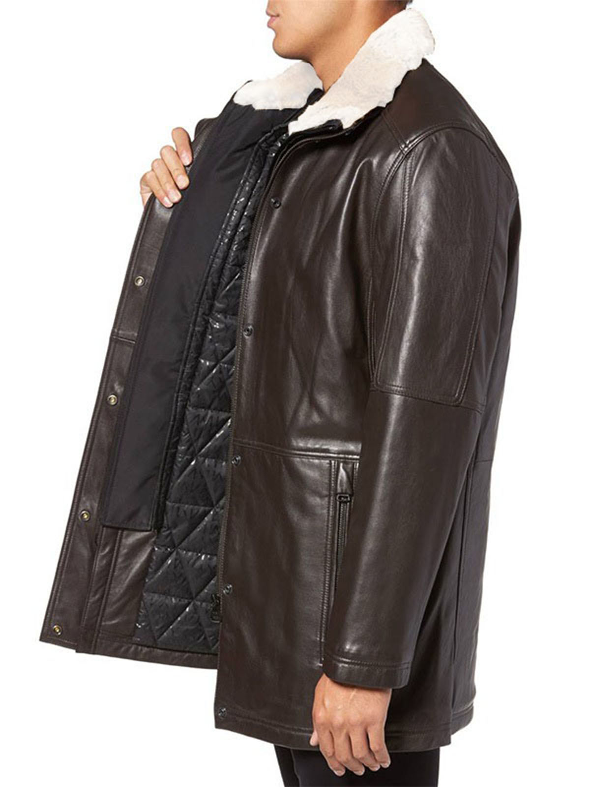 Men Winter Leather Fur Coat