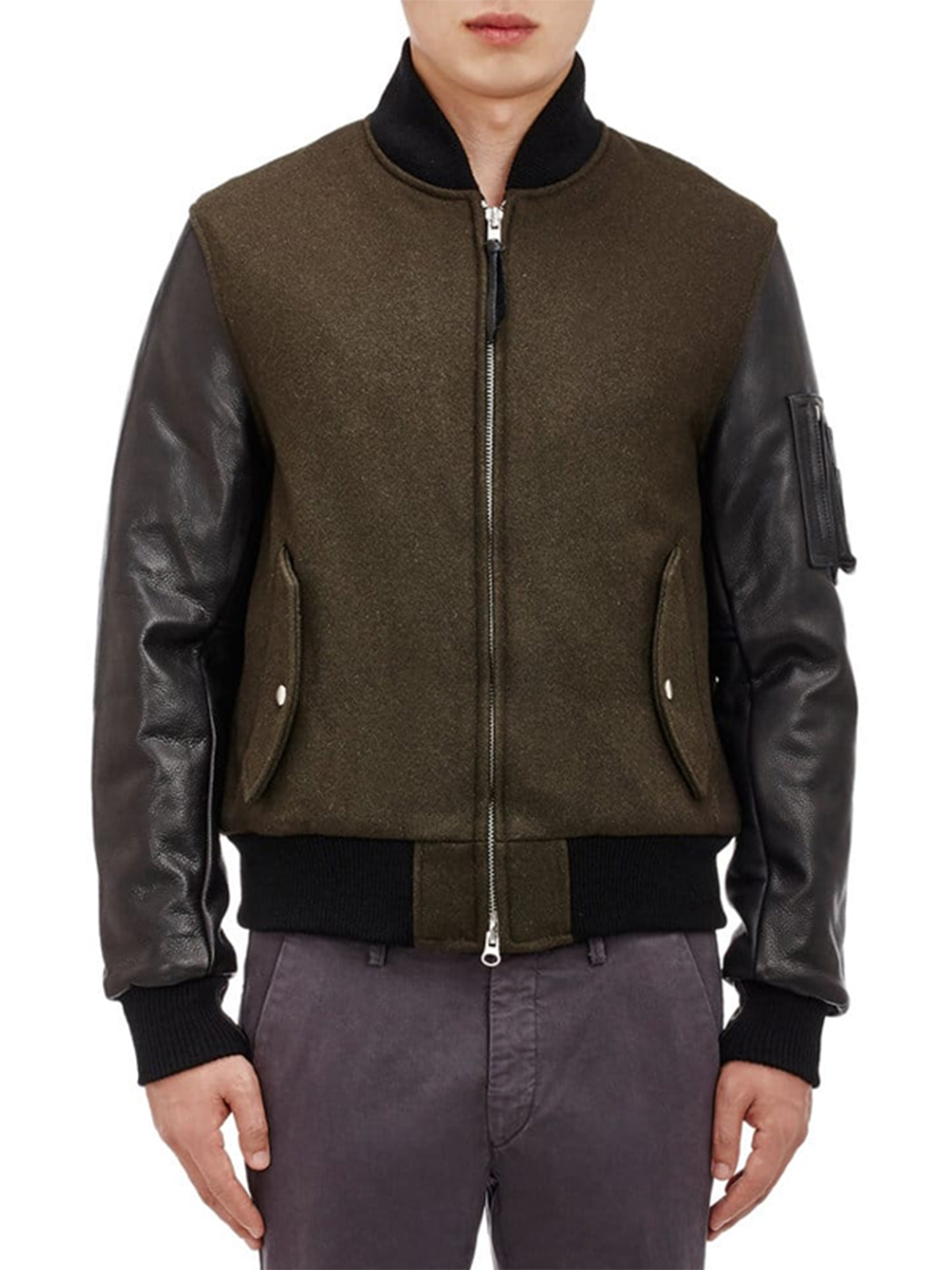 Mens Baseball Wool Brown Jacket