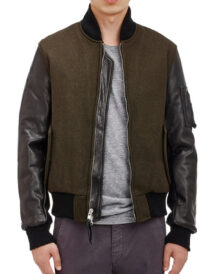 Mens Baseball Wool Brown Jacket