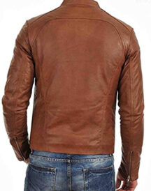Men’s Brown Biker Slim Fit Casual Leather Jacket