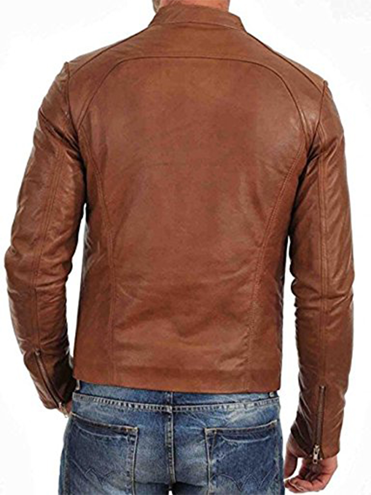 Men’s Brown Biker Slim Fit Casual Wearing Leather Jacket