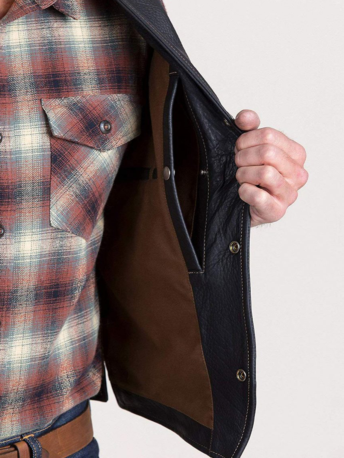 Men’s Classic Carry Pockets Leather Vest