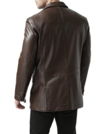 Men’s Two-Button Leather Blazer Coat