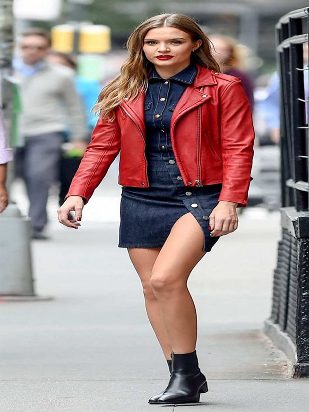 Model Josephine Red Leather Jacket