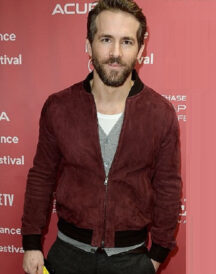 Ryan Reynolds Maroon Suede Leather Jacket