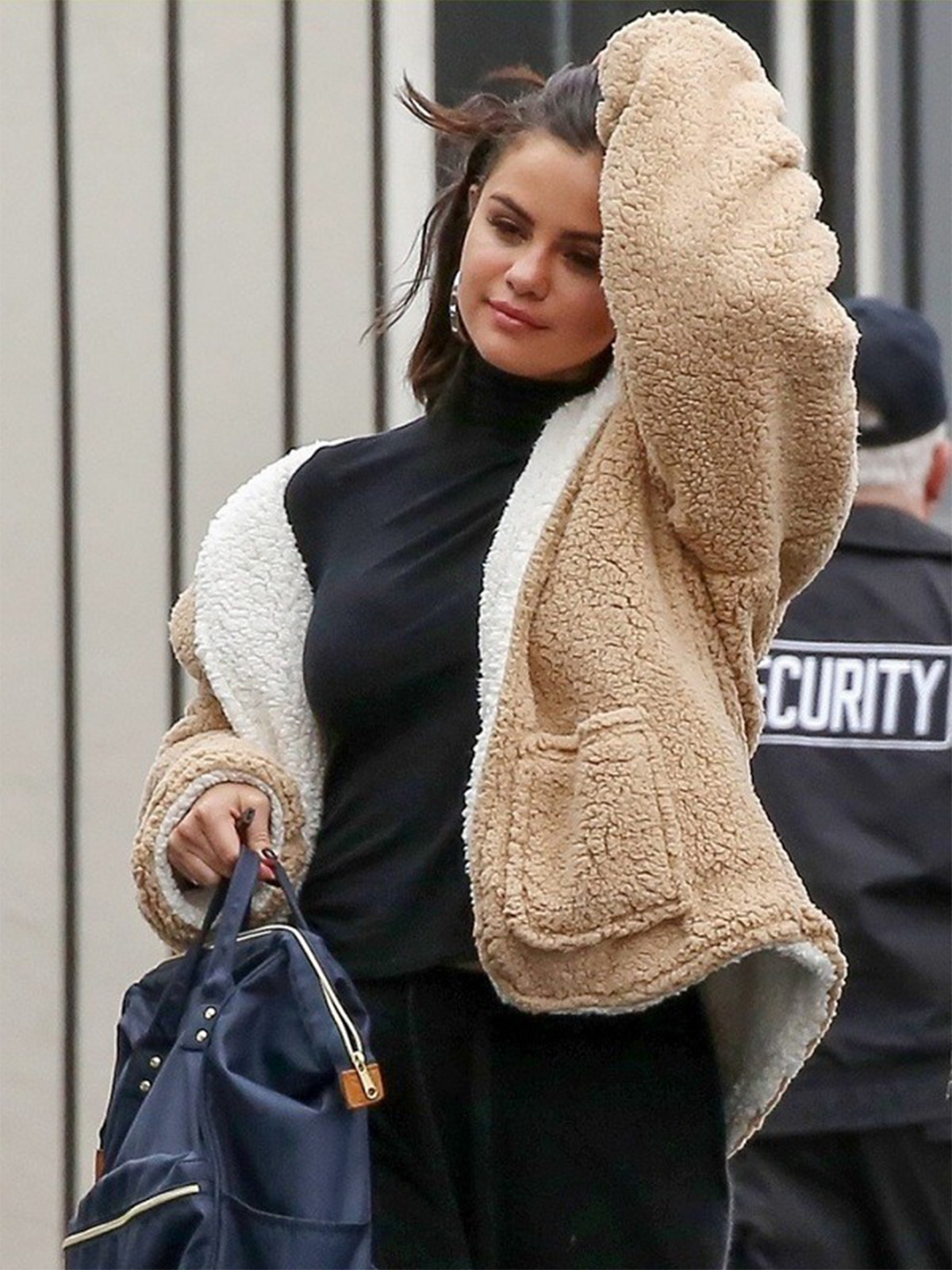 Selena Gomez Faux Fur Jacket