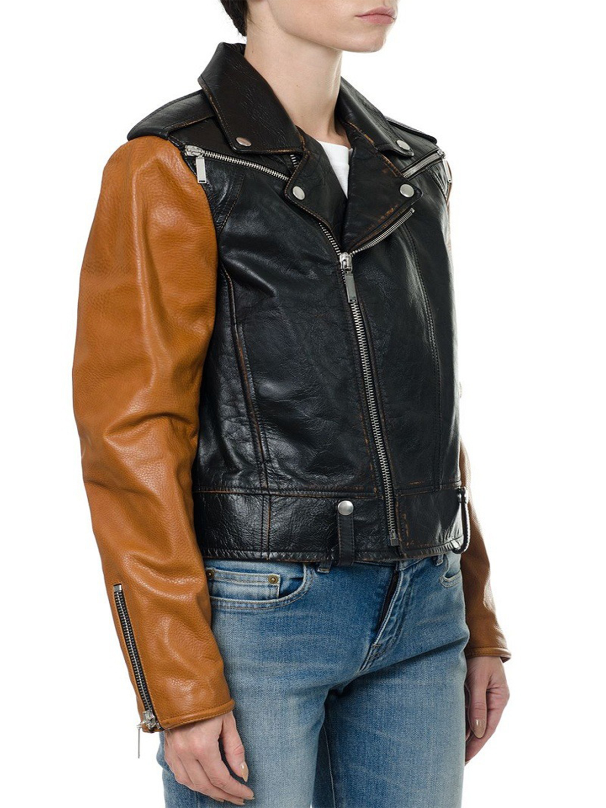 Women Motorcycle Sleeves In Contrasting Jacket
