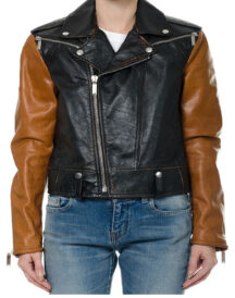 Women Motorcycle Sleeves In Contrasting Jacket