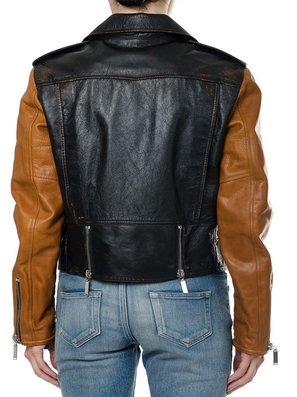 Women Motorcycle Sleeves In Contrasting Jacket
