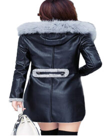 Women’s Faux Sheepskin Long Trench Coat with Hooded