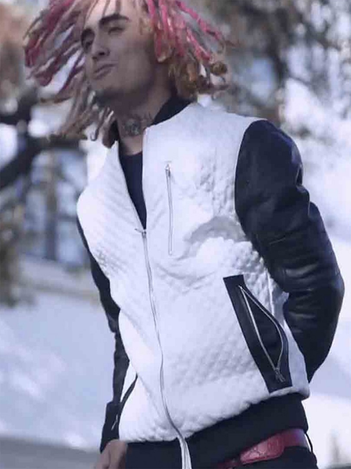 Lil Pump Flex Like Ouu Wool with leather Sleeves Jacket