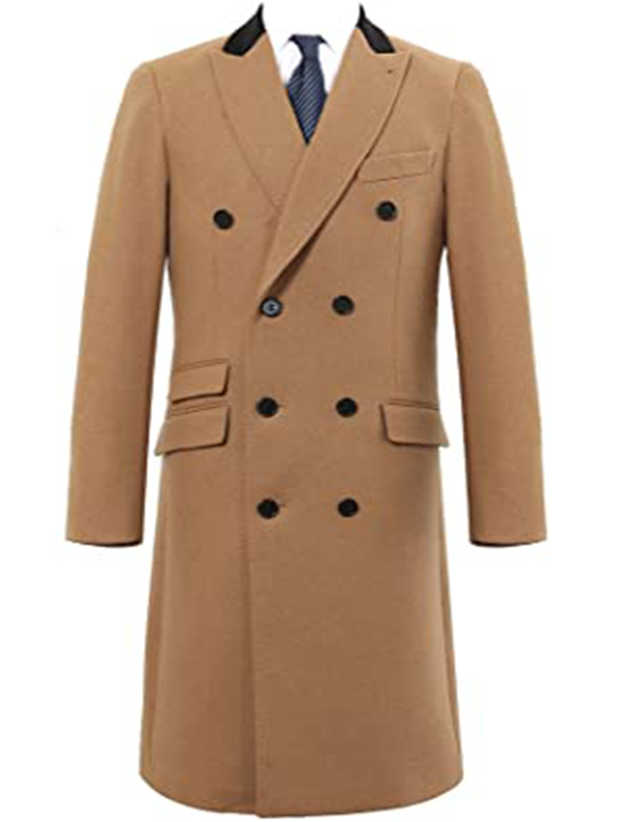 Mens Double Breasted Camel Cashmere & Wool Over coat