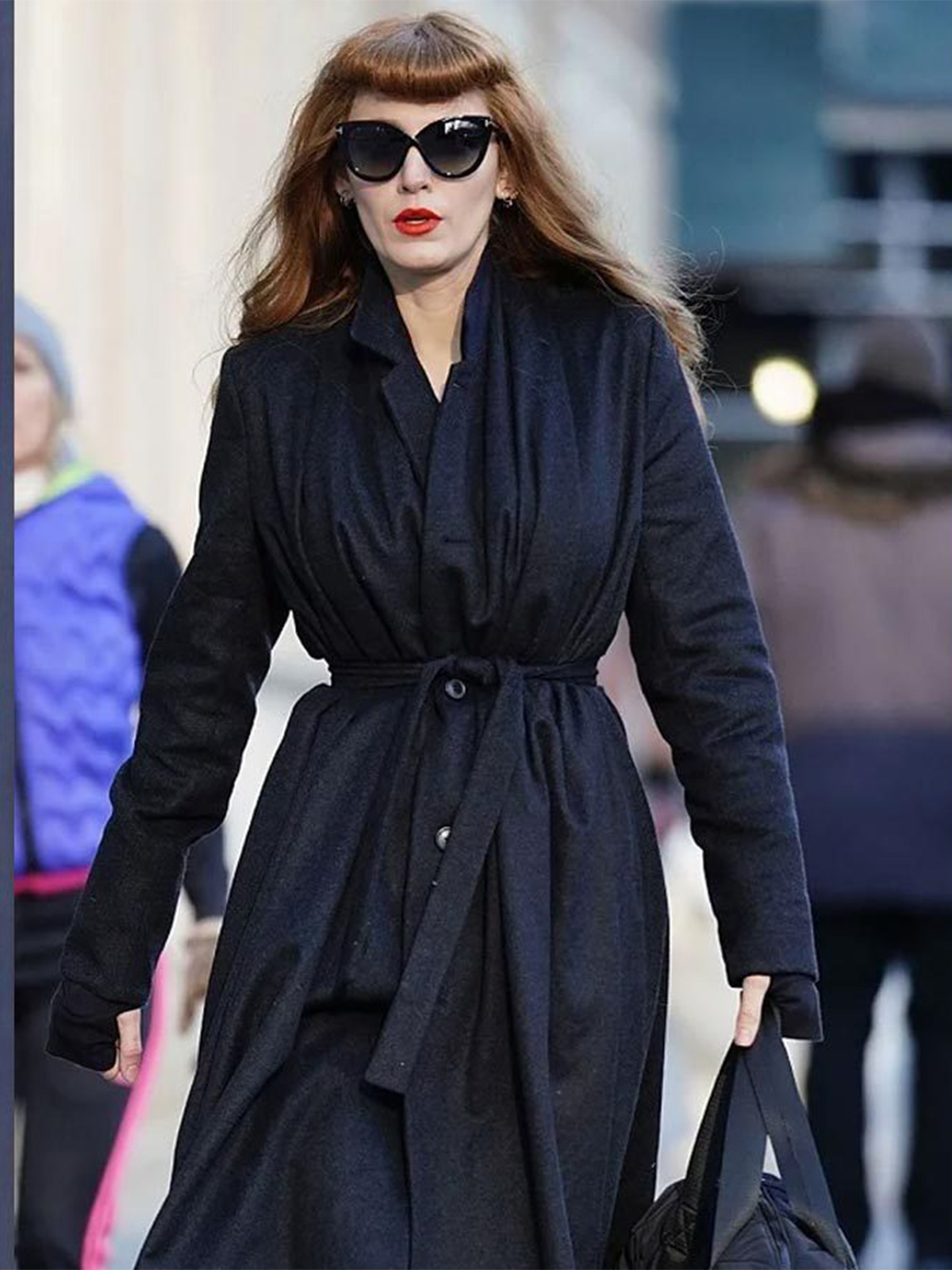 Blake Lively The Rhythm Section Stephanie Patrick Black Coat