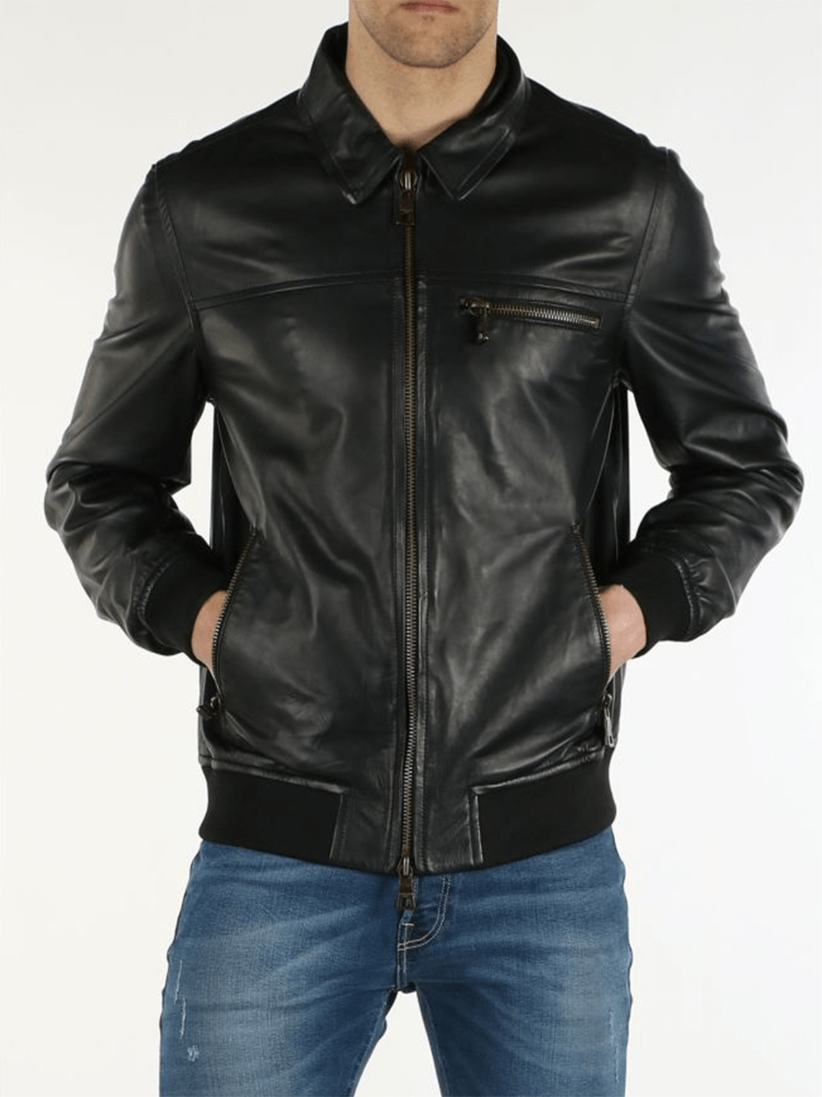 Guess Marciano Black Leather Jacket - Stars Jackets