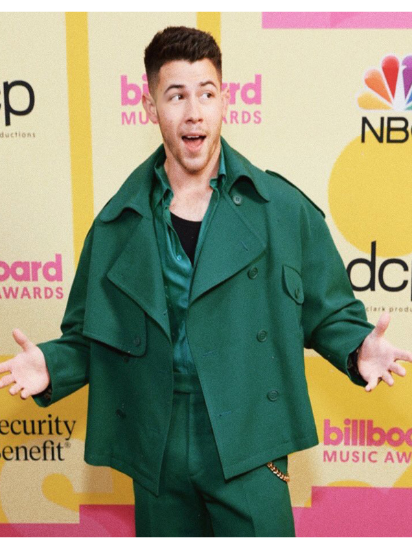 Nick-Jonas-Double-Brested-Green-Peacoat
