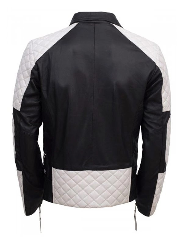 Mens-Black-White-Biker-Leather-Jacket