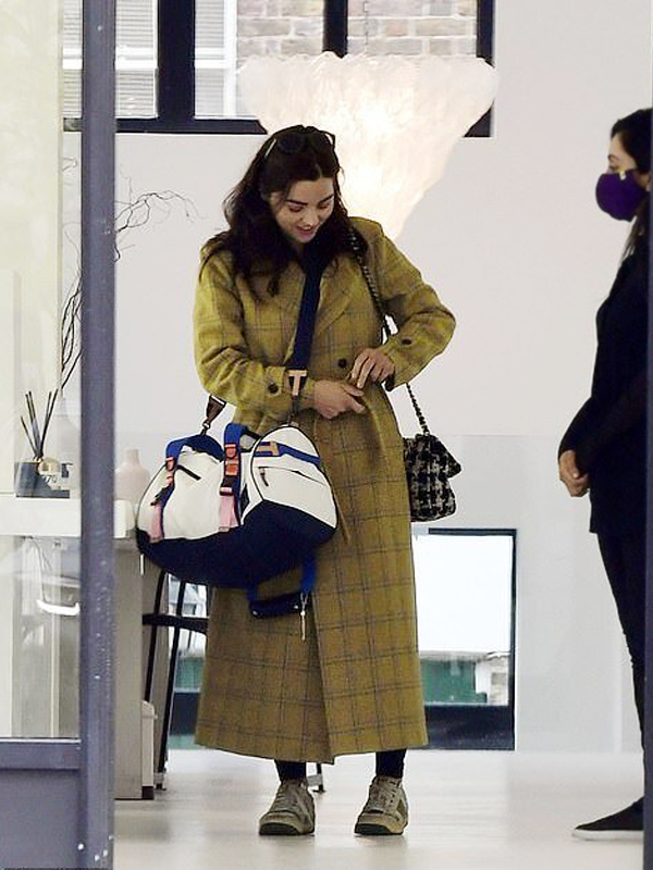 Jenna-Coleman-Plaid-Trench-Coat