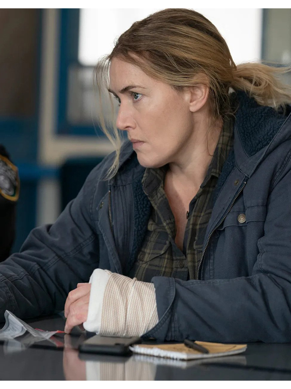 Kate-Winslet-Tv-Series-Mare-of-Easttown-Detective-Mare-Sheehan-Blue-Hooded-Jacket