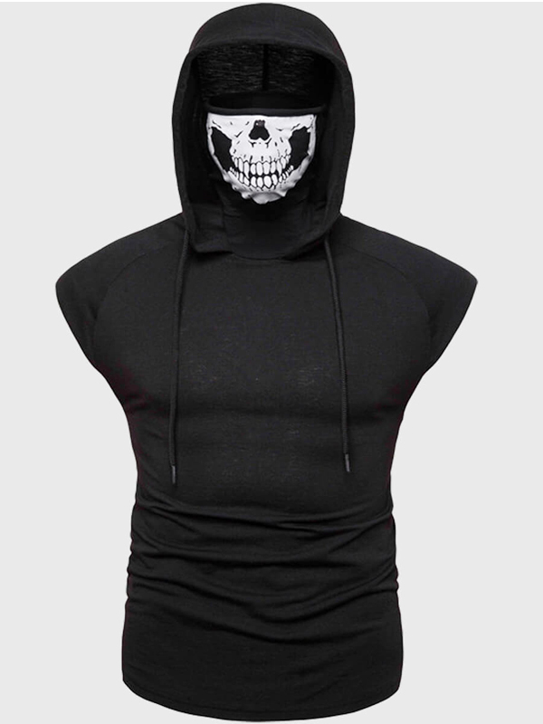 Men's Fashion Black Sleeveless Hoodie