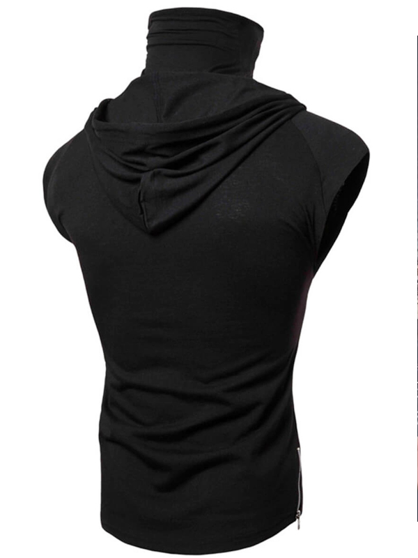 Mens-Fashion-Casual-Black-Sleeveless-Hoodie-With-Drawstring